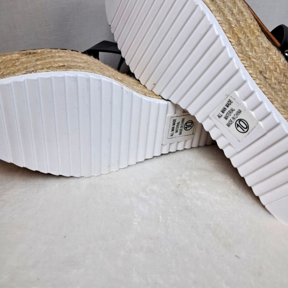 Soda Black Nubuck Black Espadrille Ankle Strap Platform Sandal - Picture 7 of 7